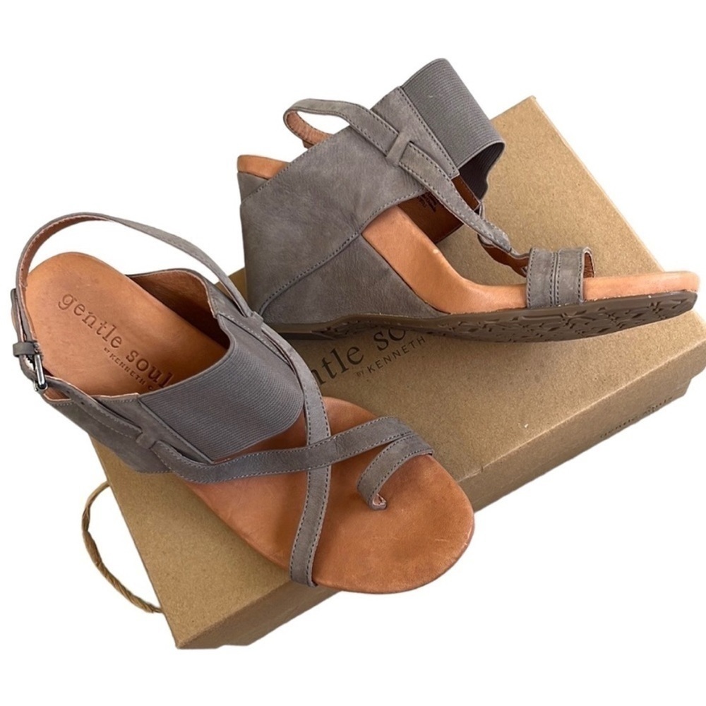 Like New Gentle Souls Leather Irwin Wedge Sandals Size 8 - Picture 1 of 8